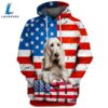 Afghan Hound Dog 3D Face Graphic Premium America Flag Hoodie