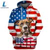 American Staffordshire Terrier Dog 3D Face Graphic Premium America Flag Hoodie