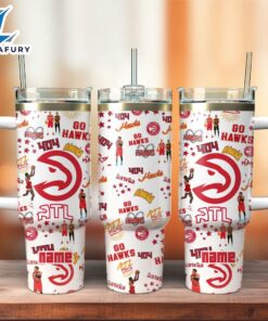 Atlanta Hawks Basketball NBA Sport Custom Stanley Quencher 40oz Stainless Steel Tumbler With Handle