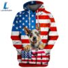 Australian Cattle Dog 3D Face Graphic Premium America Flag Hoodie