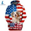Australian Shepherd Dog 5 3D Face Graphic Premium America Flag Hoodie