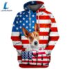 Basenji Dog 3D Face Graphic Premium America Flag Hoodie