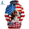 Beagle Dog 1 3D Face Graphic Premium America Flag Hoodie