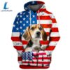 Beagle Dog 2 3D Face Graphic Premium America Flag Hoodie