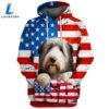 Bearded Collie Dog 3D Face Graphic Premium America Flag Hoodie