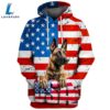 Belgian Malinois Dog 3D Face Graphic Premium America Flag Hoodie