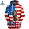 Belgian Shepherd Dog 3D Face Graphic Premium America Flag Hoodie