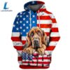 Bloodhound Dog 3D Face Graphic Premium America Flag Hoodie