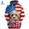 Bolognese Dog 3D Face Graphic Premium America Flag Hoodie