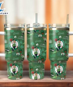 Boston Celtics Basketball NBA Sport Custom Stanley Quencher 40oz Stainless Steel Tumbler With Handle