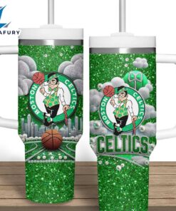 Boston Celtics NBA Custom Stanley Quencher 40oz Stainless Steel Tumbler 1