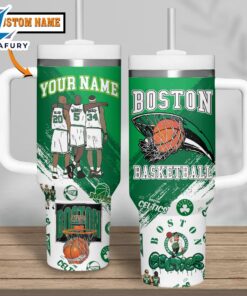 Boston Celtics NBA Custom Stanley Quencher 40oz Stainless Steel Tumbler