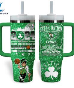 Boston Celtics NBA Custom Stanley Quencher 40oz Stainless Steel Tumbler With Handle