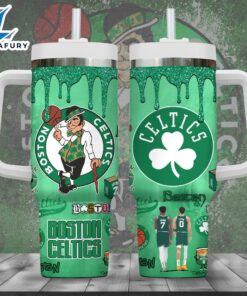 Boston Celtics NBA Custom Stanley Quencher 40oz Stainless Steel Tumbler With Handle