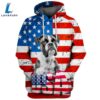 Boxer Dog 1 3D Face Graphic Premium America Flag Hoodie