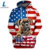 Boxer Dog 3 3D Face Graphic Premium America Flag Hoodie