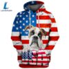 Boxer Dog 5 3D Face Graphic Premium America Flag Hoodie