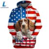 Brittany Dog 3D Face Graphic Premium America Flag Hoodie
