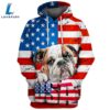 Bulldog 2 3D Face Graphic Premium America Flag Hoodie