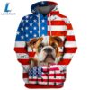 Bulldog 4 3D Face Graphic Premium America Flag Hoodie