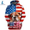 Bulldog 5 3D Face Graphic Premium America Flag Hoodie