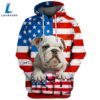 Bulldog 6 3D Face Graphic Premium America Flag Hoodie