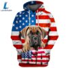 Bullmastiff Dog 3D Face Graphic Premium America Flag Hoodie