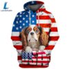 Cavalier King Charles Spaniel Dog 3 3D Face Graphic Premium America Flag Hoodie