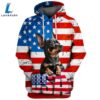 Chihuahua Dog 1 3D Face Graphic Premium America Flag Hoodie