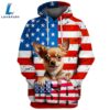 Chihuahua Dog 2 3D Face Graphic Premium America Flag Hoodie