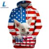 Chihuahua Dog 3 3D Face Graphic Premium America Flag Hoodie