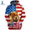 Chow Chow Dog 3D Face Graphic Premium America Flag Hoodie