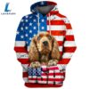Cocker Spaniel Dog 3D Face Graphic Premium America Flag Hoodie