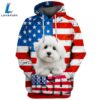 Coton De Tulear Dog 3D Face Graphic Premium America Flag Hoodie