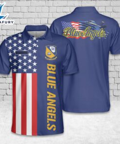 Custom Name US Navy Blue Angels, 4th Of July Polo Shirt