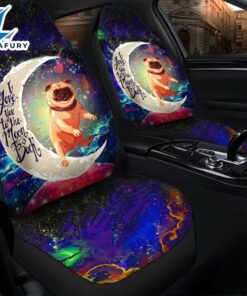 Cute Bull Dog Love You To The Moon Galaxy Premium Custom Car Seat Covers Decor Protectors