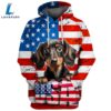 Dachshund Dog 1 3D Face Graphic Premium America Flag Hoodie