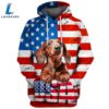 Dachshund Dog 12 3D Face Graphic Premium America Flag Hoodie
