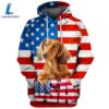 Dachshund Dog 14 3D Face Graphic Premium America Flag Hoodie