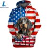 Dachshund Dog 15 3D Face Graphic Premium America Flag Hoodie