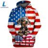 Dachshund Dog 2 3D Face Graphic Premium America Flag Hoodie