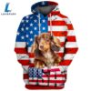 Dachshund Dog 4 3D Face Graphic Premium America Flag Hoodie