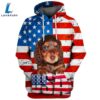 Dachshund Dog 5 3D Face Graphic Premium America Flag Hoodie