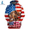 Dachshund Dog 6 3D Face Graphic Premium America Flag Hoodie