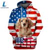 Dachshund Dog 8 3D Face Graphic Premium America Flag Hoodie