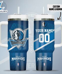 Dallas Mavericks NBA Custom Stanley Quencher 40oz Stainless Steel Tumbler With Handle