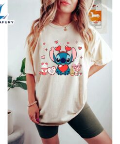 Disney Cute Stitch And Angel Valentines Gift Funny T-Shirt