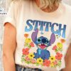 Disney Floral Stitch Love Flowers Portrait Magic Kingdom Cool T-Shirt
