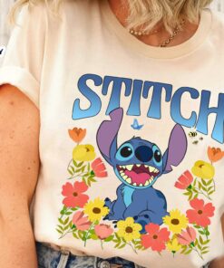 Disney Floral Stitch Love Flowers Portrait Magic Kingdom Cool T-Shirt