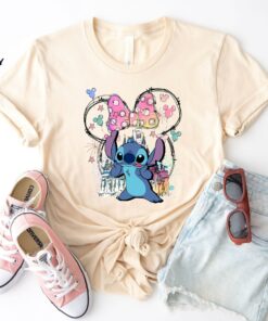 Disney Funny Stitch Wear Minnie Bow T-Shirt Lovely Unique Gift
